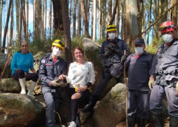 Bombeiros resgatam filhotes de cães em aterro sanitário em Poços de Caldas