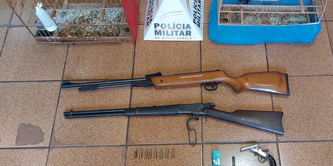 Dupla é presa com armas e animais silvestres em Bandeira do Sul