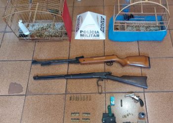 Dupla é presa com armas e animais silvestres em Bandeira do Sul