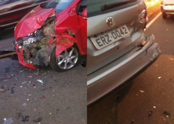 Acidente entre dois carros gera transtorno na Edmundo Cardillo