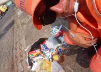 Gari de Poços pede cuidado no descarte do lixo após encontrar seringas e agulhas