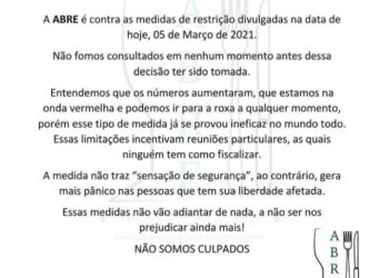 ABRE publica nota de repúdio às medidas de restrição divulgadas pela prefeitura de Poços de Caldas