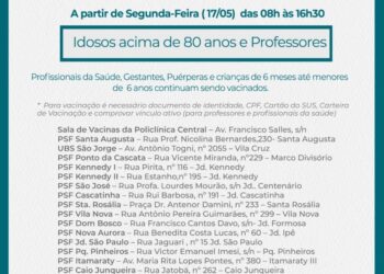 POÇOS DE CALDAS | Idosos a partir de 80 anos e professores serão vacinados contra influenza na próxima segunda-feira (17)