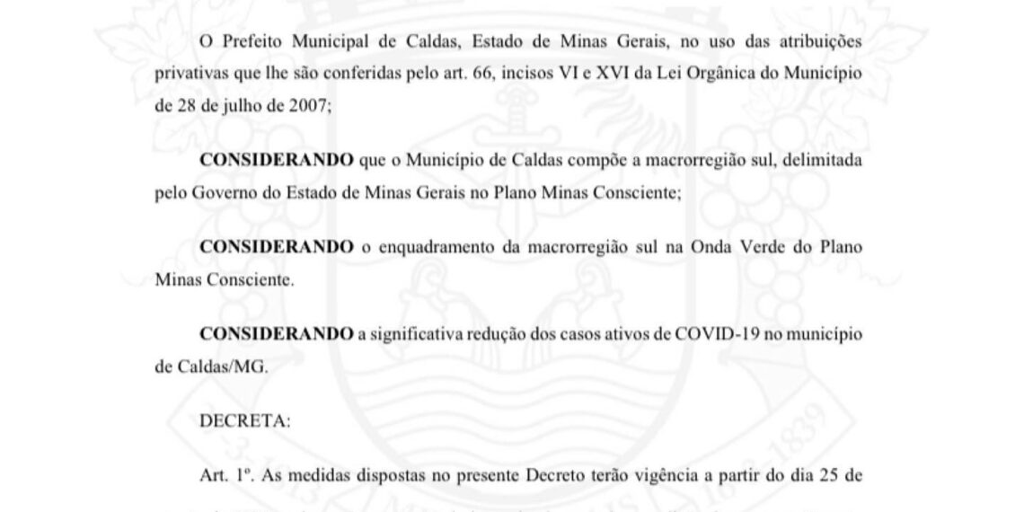Prefeitura de Caldas tira restrição de horário de comércio