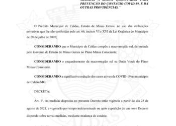 Prefeitura de Caldas tira restrição de horário de comércio