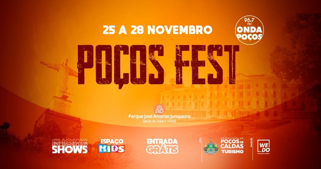 Confira as atrações do Poços Fest que começa nesta quinta-feira