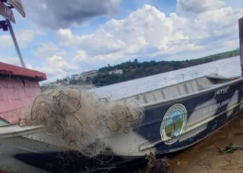 Rede de pesca é apreendida na Represa Bortolan em Poços de Caldas