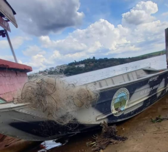 Rede de pesca é apreendida na Represa Bortolan em Poços de Caldas