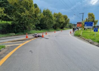 Motociclista embriagado sofre acidente na LMG-877, em Poços de Caldas