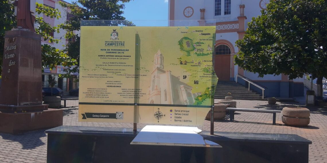Placa do Caminho da Fé é alvo de vandalismo em Campestre