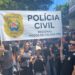 Integrantes das forças de segurança de Poços participam de manifestação em BH