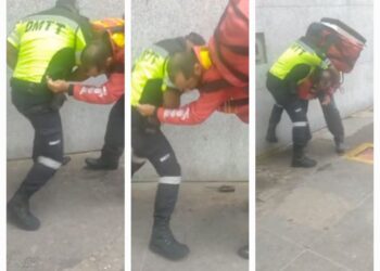Veja: confusão em Poços de Caldas entre agente de trânsito e motoentregador durante abordagem