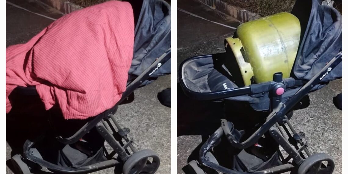 Homem é flagrado pela PMSP empurrando carrinho de bebê com botijão escondido