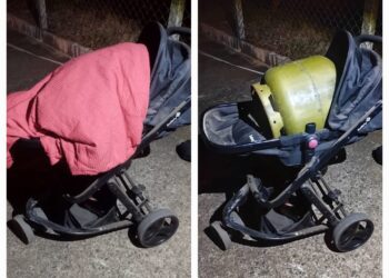 Homem é flagrado pela PMSP empurrando carrinho de bebê com botijão escondido