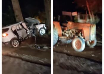 Idosa morre após acidente envolvendo carro e trator