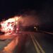 VÍDEO |Carreta que transportava eucalipto tem carga incendiada na BR-146 em Poços de Caldas