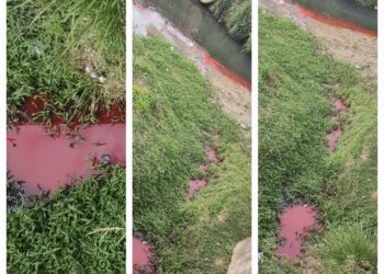 DMA e DMAE investigam água com cor vermelha em ribeirão de Poços de Caldas