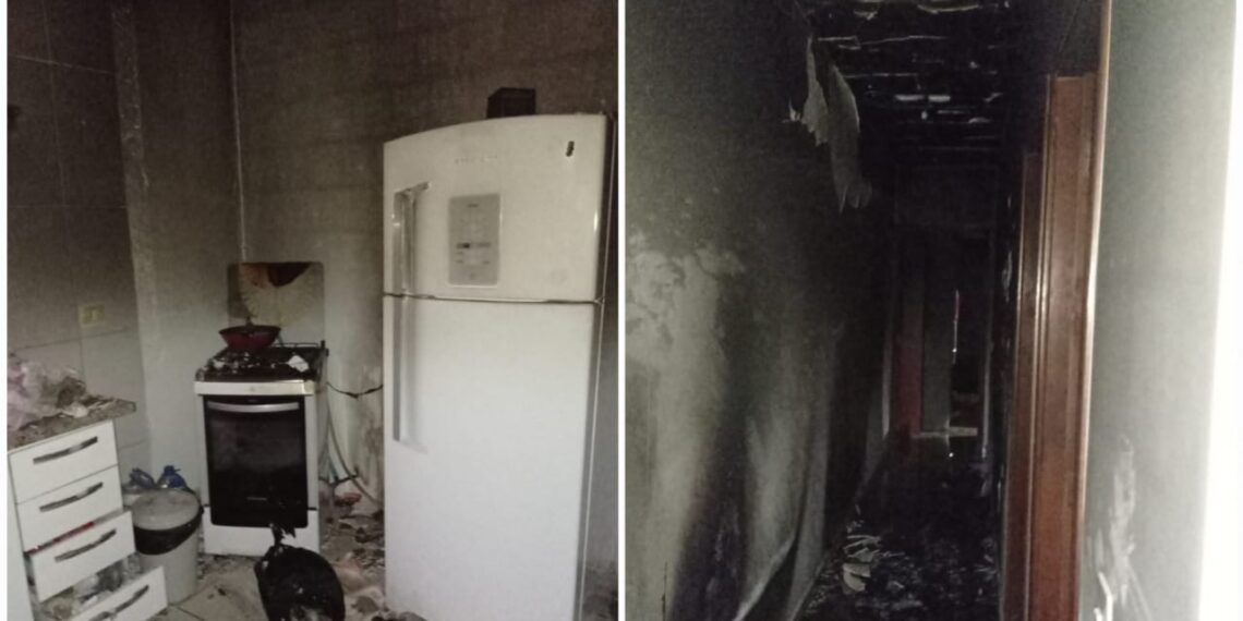 Casa fica parcialmente destruída após incêndio em Poços de Caldas