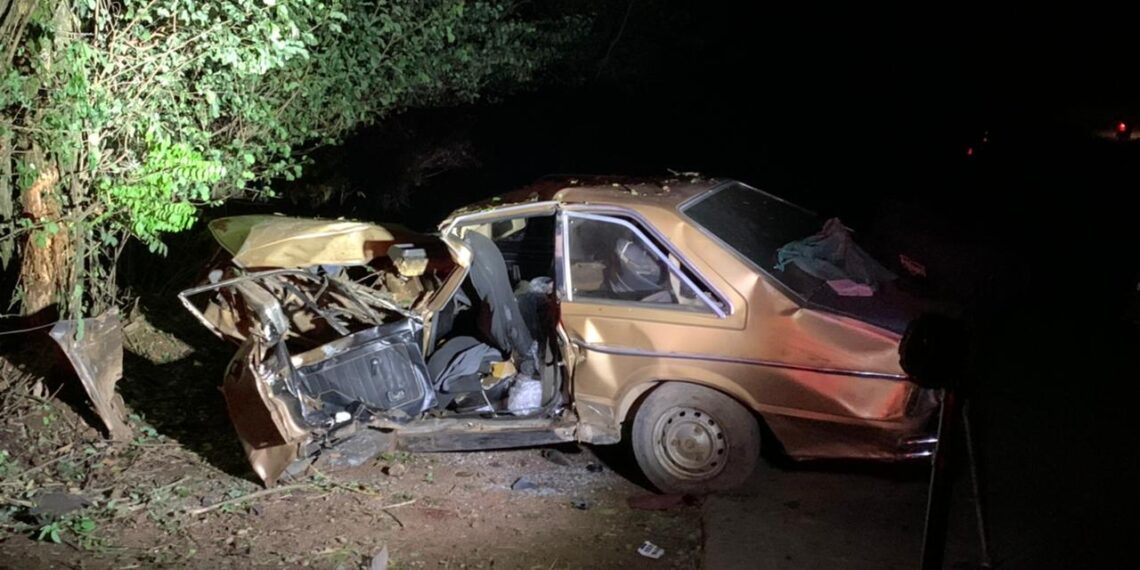 Motorista fica gravemente ferido após carros bater em árvore