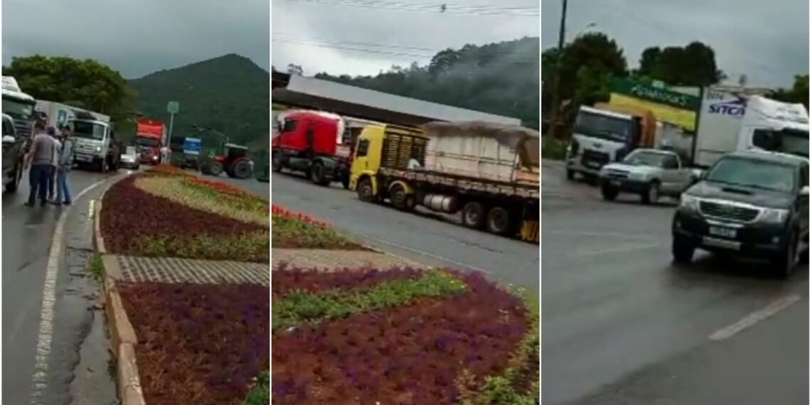 Caminhoneiros fazem paralisação em Poços de Caldas