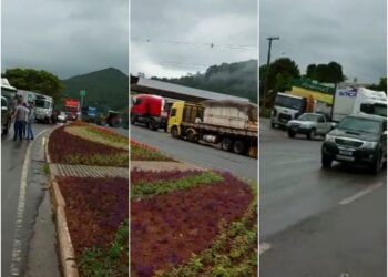 Caminhoneiros fazem paralisação em Poços de Caldas