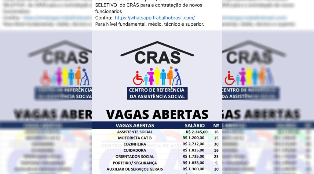 Alerta: é falsa mensagem sobre processo seletivo para o CRAS de Poços de Caldas