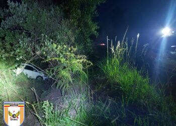 Carro cai em ribanceira em Poços de Caldas 