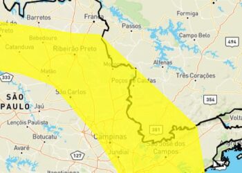 Poços recebe alerta para perigo de acumulado de chuva