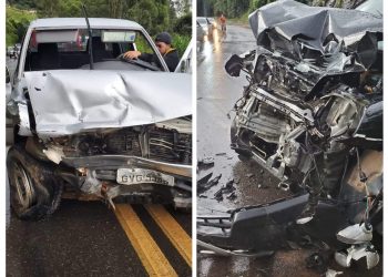 Veículos batem de frente e uma pessoa ferida em rodovia de Poços de Caldas