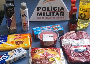 Homem é preso furtando picanha, farofa e outros produtos em supermercado de Poços de Caldas