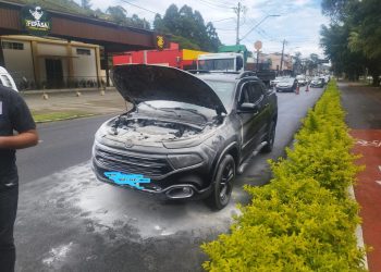 Guardas Municipais combatem princípio de incêndio em carro em Poços