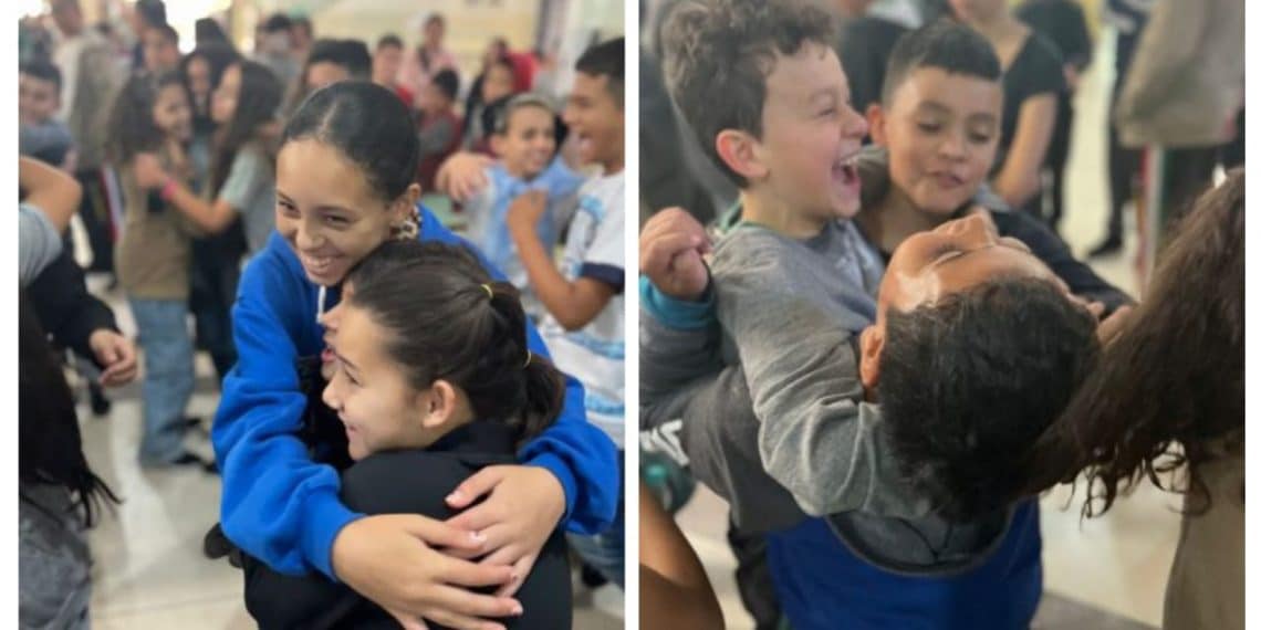 Com balões brancos e minuto do abraço, escola de Poços promove ações sobre amor e paz entre alunos