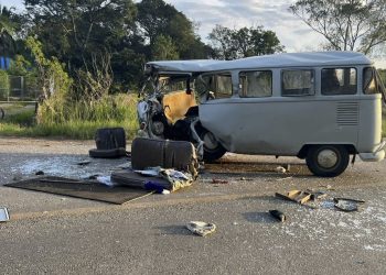 Acidente entre kombi e caminhão mata duas pessoas na BR-459