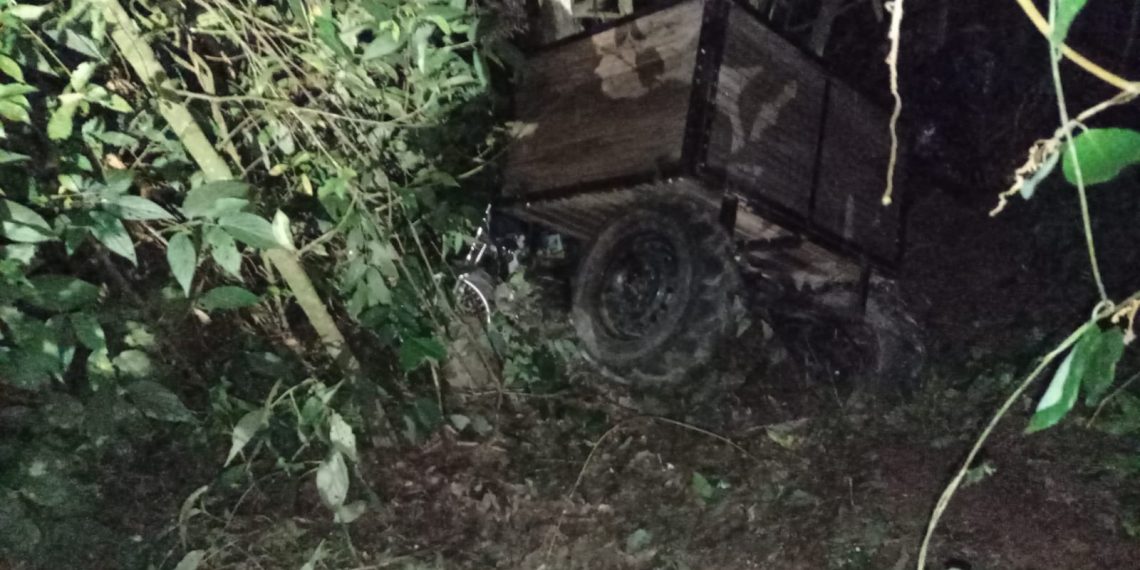 Jovem fica ferido após carretinha cair em barranco