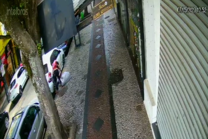 VÍDEO | Mulher furta bolsa de dentro de carro em Poços de Caldas