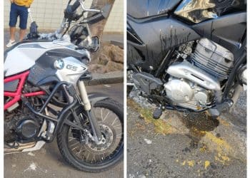 Agente do Demutran fica ferido após acidente no Centro de Poços de Caldas