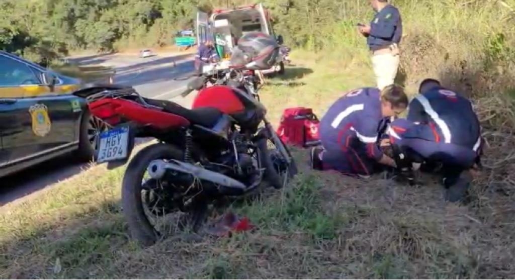 Homem fica ferido em acidente de moto na BR-459