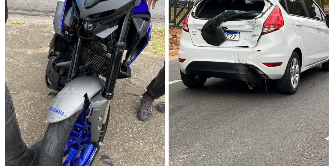 Homem fica ferido em acidente entre carro e moto em Poços de Caldas