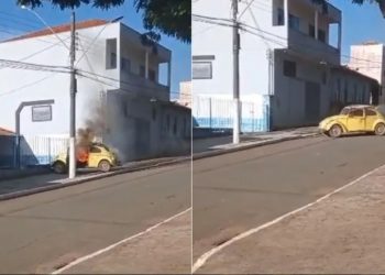 Vídeo; jovem morre após ex-namorada incendiar carro com a vítima dentro