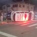 Viatura da PM tomba após ser atingida por carro em avenida de São João; VÍDEO
