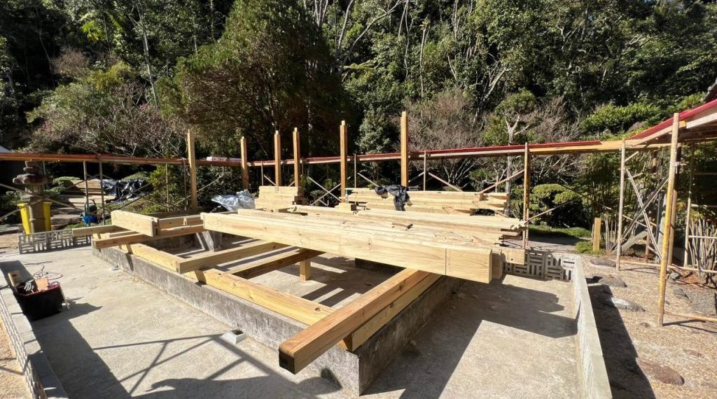 Trabalhos de reconstrução da Casa de Chá do Recanto Japonês de Poços estão avançados