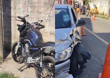 Motociclista fica ferido em acidente no Vila Nova em Poços