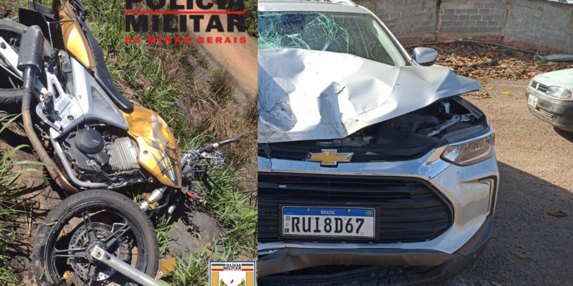 Casal fica gravemente ferido após batida frontal entre carro e moto na MGC-369