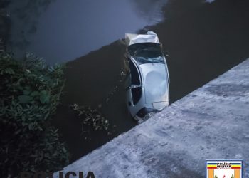 Duas pessoas ficam feridas após carro cair em rio em Andradas