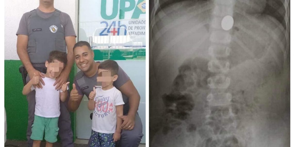 Policiais salvam criança de 6 anos que se engasgou com moeda