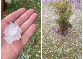Vídeos mostram chuva forte de granizo em Poços; Inmet emite alerta de perigo