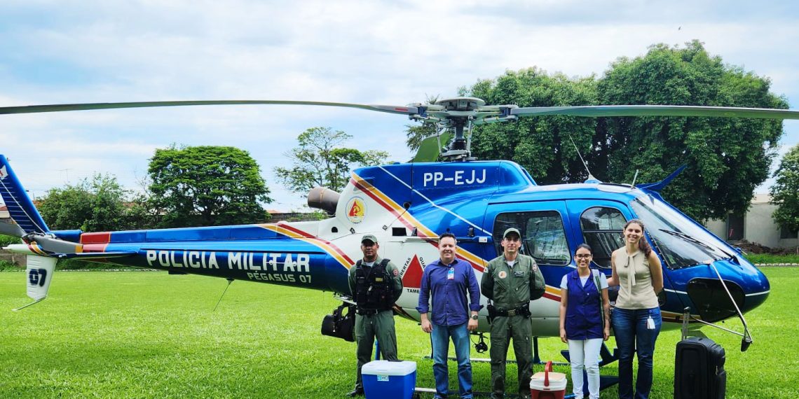 Helicóptero da PM participa de missão para transplante de órgãos