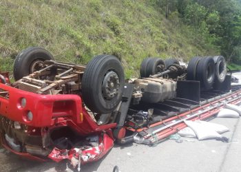 Motorista morre após caminhão sair da pista e bater em barranco na BR-459
