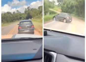 VÍDEO: casal foge de abordagem e homem tenta agredir policiais após perder o controle do veículo