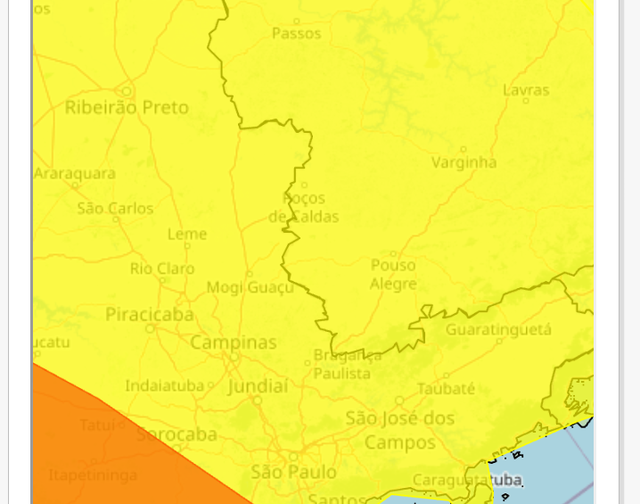 INMET emite alerta de tempestade para Poços nesta segunda